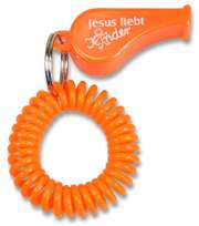 Trillerpfeife "Jesus liebt Kinder" - orange Trillerpfeife "Jesus liebt Kinder" - orange