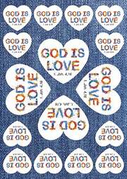 Aufkleber-Gruß-Karten: GOD IS LOVE, 12 Stück Aufkleber-Gruß-Karten: GOD IS LOVE, 12 Stück