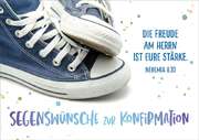 Faltkarte "Blaue Sneakers" Konfirmation Faltkarte "Blaue Sneakers" Konfirmation