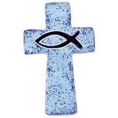 Handschmeichler Kreuz: Fischsymbol - blau