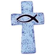 Handschmeichler Kreuz: Fischsymbol - blau Handschmeichler Kreuz: Fischsymbol - blau