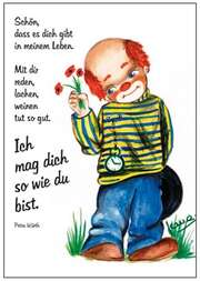 Petra Würth - Postkarten: Clown - Schön, dass es dich gibt ..., 4 Stück Postkarten: Clown - Schön, dass es dich gibt ..., 4 Stück