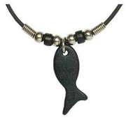 Halskette mit Ichthys-Fisch - schwarz Halskette mit Ichthys-Fisch - schwarz