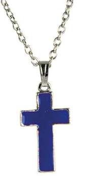 Anhänger "Kreuz" mit Kette - blau