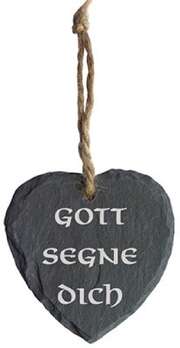 Herzanhänger "Gott segne dich" - Schiefer Herzanhänger "Gott segne dich" - Schiefer