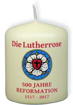 Kerze "Die Lutherrose" - 500 Jahre Refomation