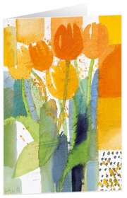 Kunstkarten "Orange Tulpen" - 5 Stück